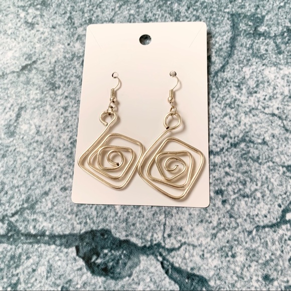 Silver Geometric Dangly Earrings with Sheer White Jewelry Bag - Picture 6 of 8